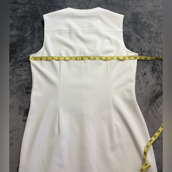 DKNY Sleeveless Sheath Midi Dress Size 10. White with Gold Accents & Fully Lined - Picture 4 of 16